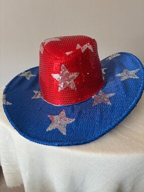 Cowboy Hat Red Silver Blue Light Up  Unisex OS